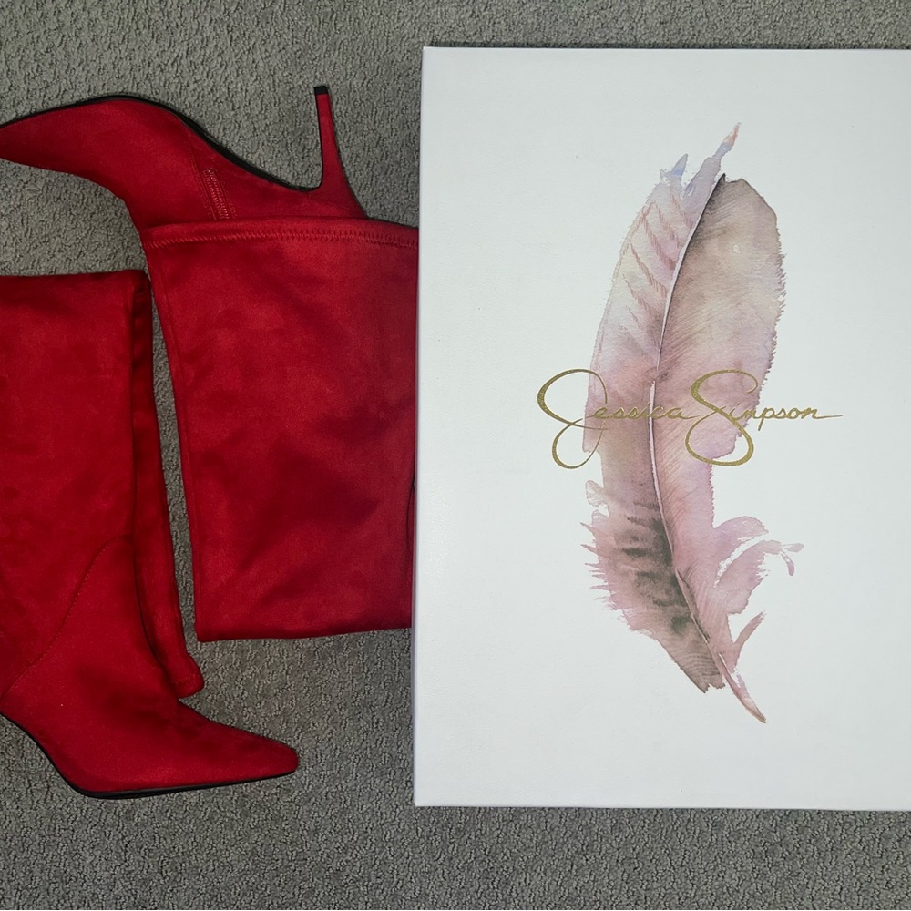 Jessica Simpson Vibrant Red Heeled Boots